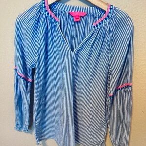 Lilly Pulitzer Blue and Pink Striped Blouse